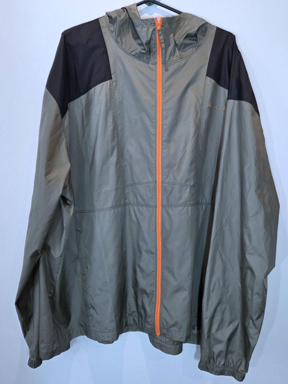 Columbia Olive Green & Black Windbreaker Jacket with Hood Size 3X